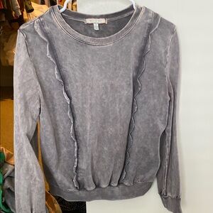 Gray Ruffled Long Sleeve Top